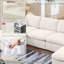 Canapé modulaire rembourré en chenille 7 pièces avec deux console centrale, chargement et rangement sans fil et porte-gobelets-14257966