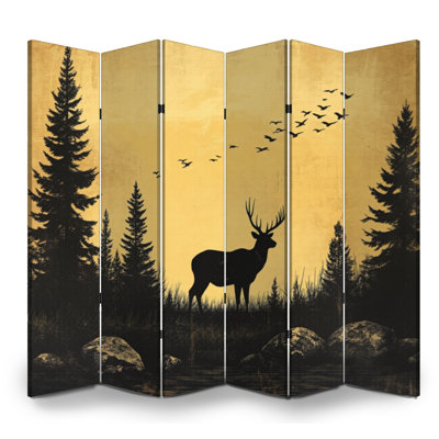 Paravent 6 panneaux pliant pour homme Cave Royal Deer Vintage Forest Farmhouse