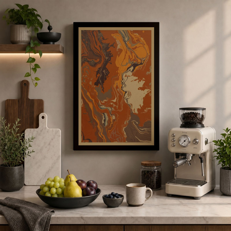 Earthen Flow Boho - Wrapped Canvas, 18x12 - 45.7 x 30.5 cm, Black Border
