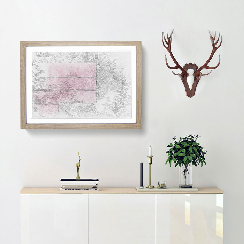 Stacked Bars in Abstract - Framed Print, 36cm H x 48cm W x 2cm D, Oak Framed