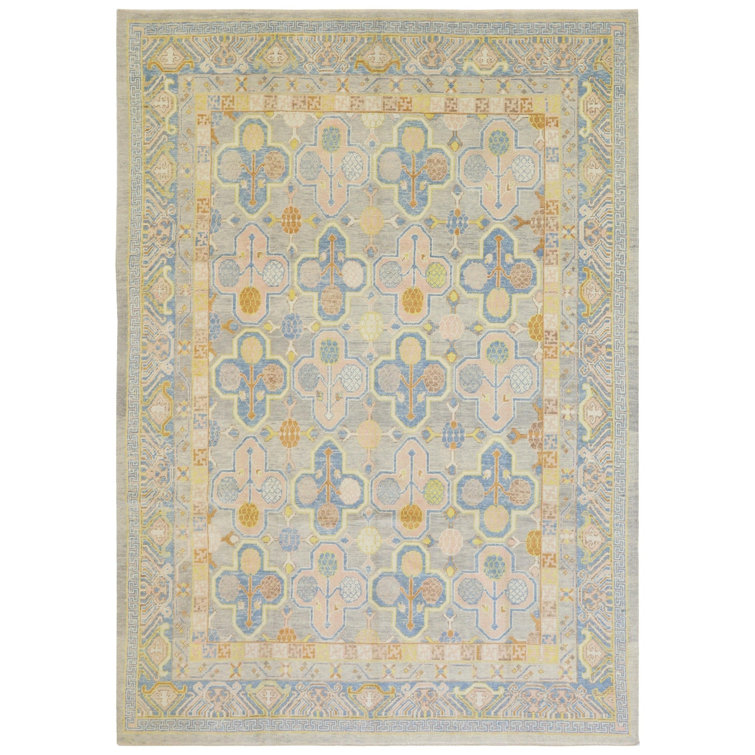 New Turkish Khotan Wool On Wool 9Ftx12ft3in Light Silver