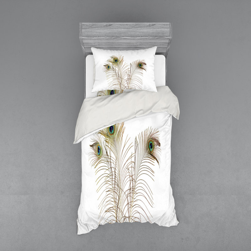 Peacock Eclectic Polyester Duvet Cover, Twin XL Duvet Cover + 2 Additional Pieces