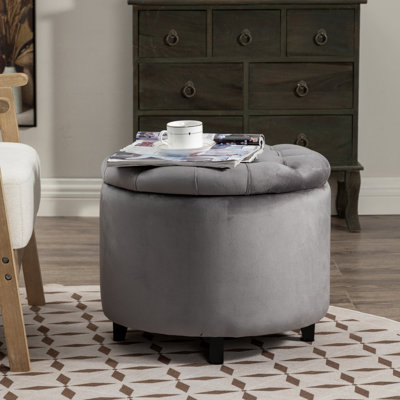 Repose-pieds rond avec rangement en velours Briana
