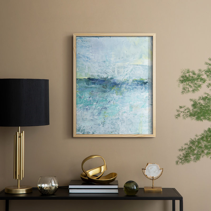 «Misty Mountain Lake I», reproduction encadrée - bois massif, Naturel, 11" H x 9" W