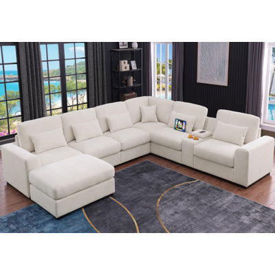 Canapé modulaire surdimensionné en coin avec chaises réversibles 7 places