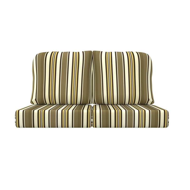 Amala Sunbrella® Indoor/Outdoor Loveseat Cushion, Brown/White/Yellow Sunbrella®