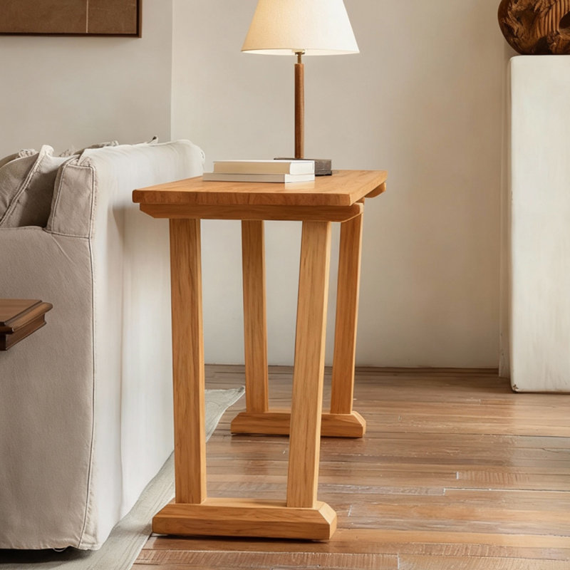 Console simple de style chinois, H 29,5 po x l 63 po x P 17,7 po, Bois naturel