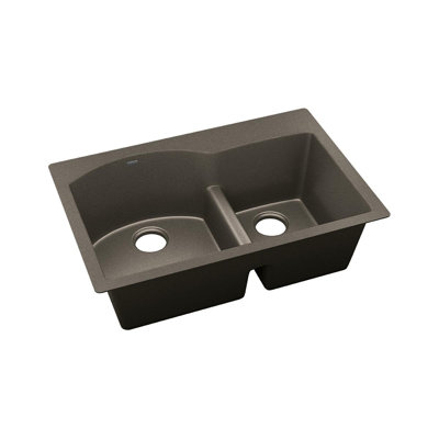 Quartz Luxe 33" L x 22" W Double Basin Drop-In Kitchen Sink with Aqua Divide