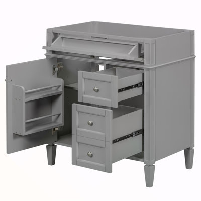 Meuble-lavabo de salle de bain de 30 po sans lavabo supérieur, armoire de rangement moderne avec 2 tiroirs et un tiroir rabattable (BASSIN INCLUS)