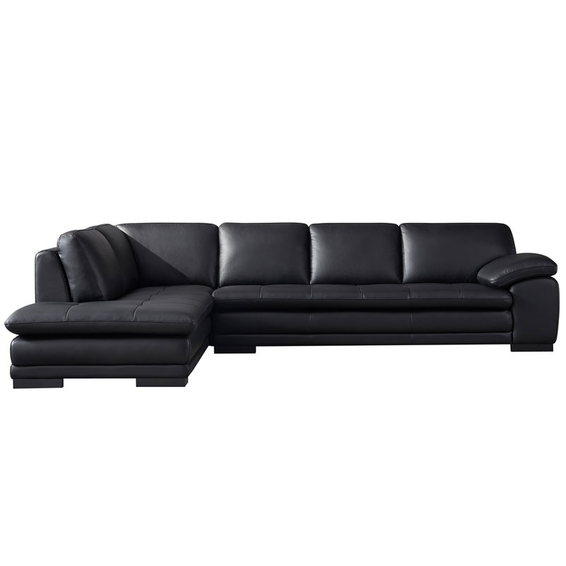 126" Wide Leather Match Sofa & Chaise, Left Hand Facing, Carbon Leather