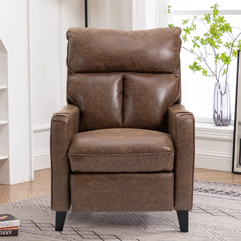 Fauteuil inclinable manuel en microfibre, Microfibre / microsuède brun