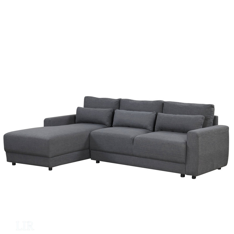 L-Shaped Modular Sectional Sofa With Removable Back Cushions And 3 Pillows