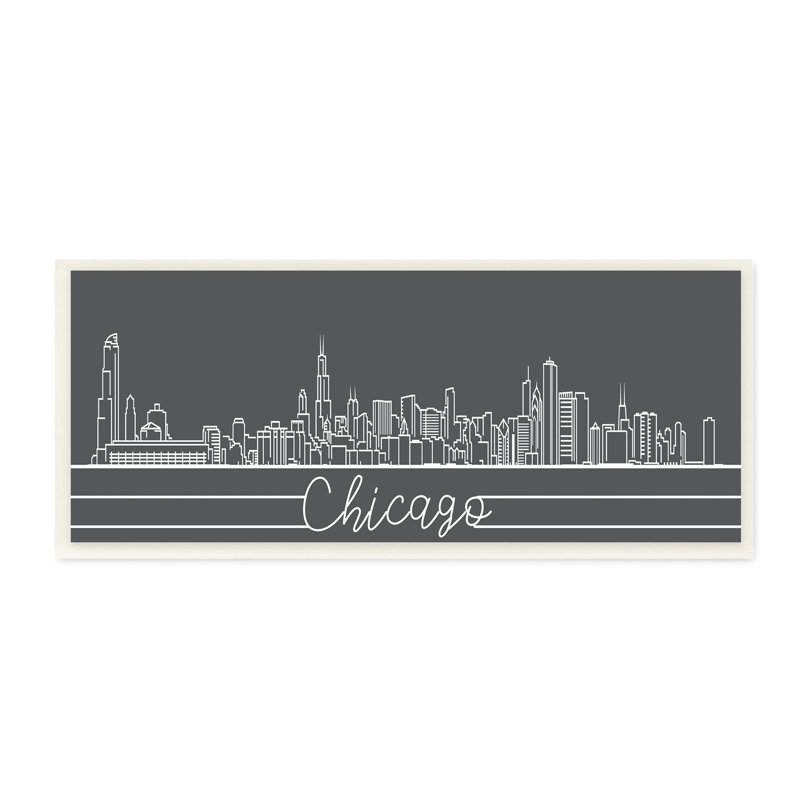 Géométrique, Chicago, Illinois, horizon, architecture rétro, Bois, H 7 po x l 17 po x P 0,5 po