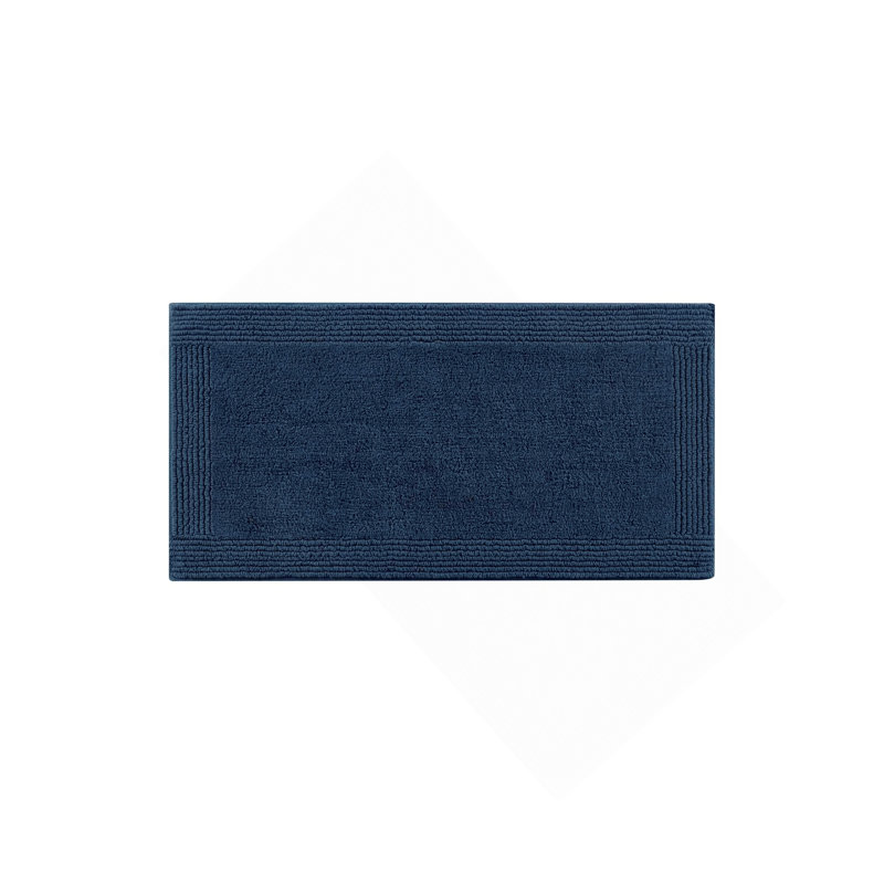 1 PCS 24X44" 100% Cotton Tufted 3000 GSM Reversible Bath Rug Navy, Rectangle 2' x 3'8"