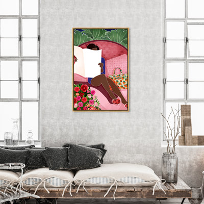 Fashion and Glam Fancy Reading Fashion Lifestyle - Graphic Art Print on Canvas