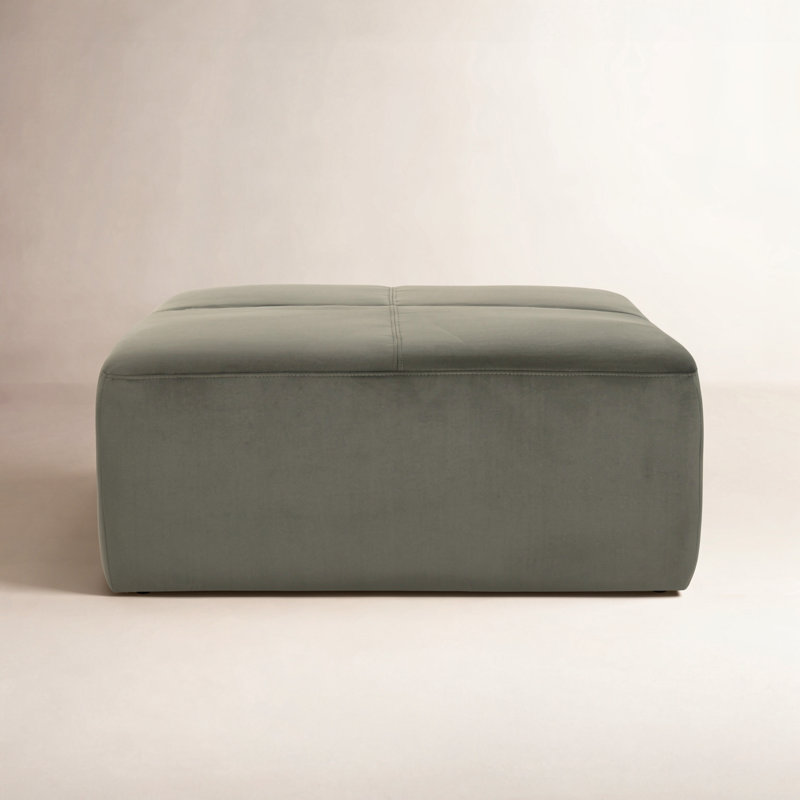 Hartwell 33.9" W Square Upholstered Ottoman, Loden Performance Velvet