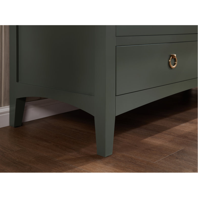 60" Solid Wood Sink Vanity With 1" Artificial Stone Top, Pewter Green, Rose Gold
