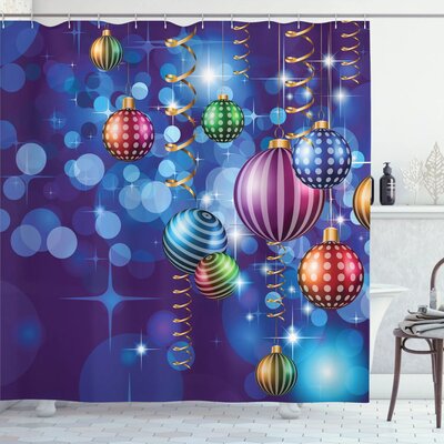 Christmas Happy New Year Party Single Shower Curtain -  Ambesonne, sc_20076_long