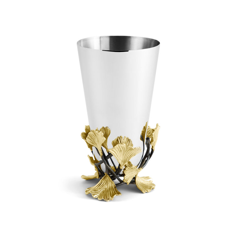 Golden Ginkgo Vase, 8" H x 4.5" W x 4.5" D