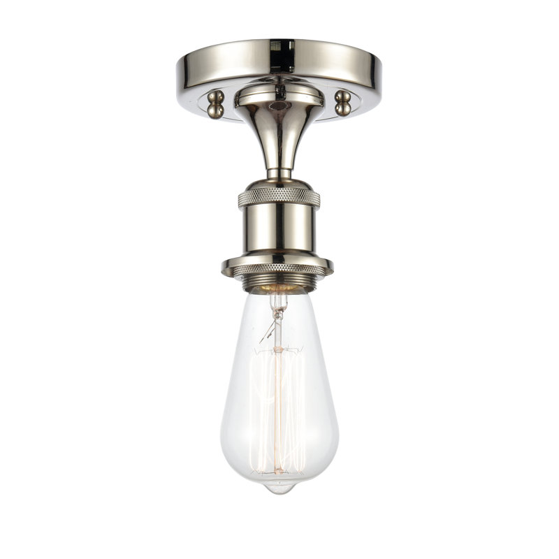 Smathering Semi Flush Mount, Polished Nickel, 60 Watt Vintage Incandescent Bulb