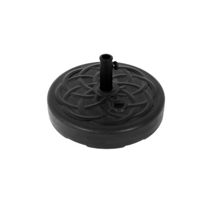 220 lb Capacity Round Patio Umbrella Base – Fillable with Sand or Water, Heavy-Duty HDPE Plastic, Adjustable Knobs Fit 1.5"-1.89" Pole Diameter (Steel Pipe Included)