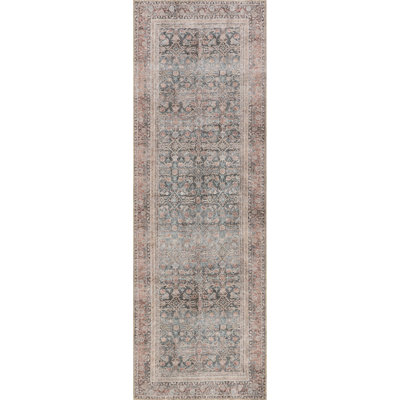 Jeccica Distressed Vintage Medallion Jute Blend Polyester Area Rug