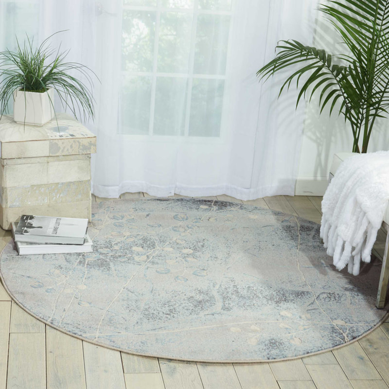 Arnim Performance Floral Indoor Rug, Round 5'6"