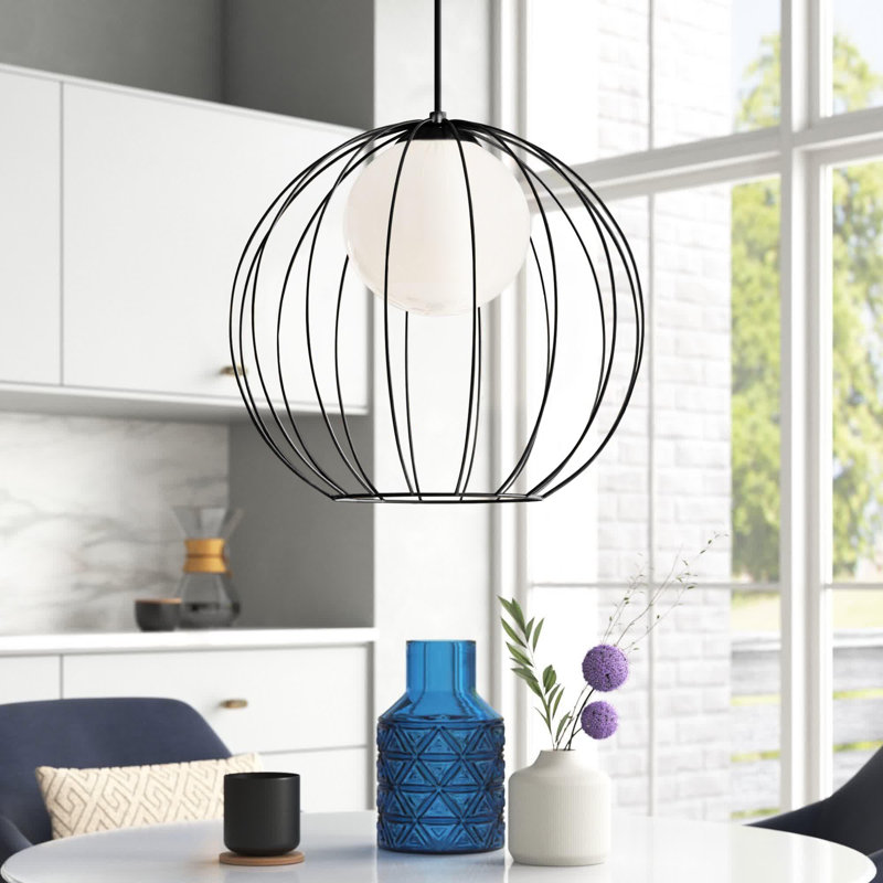 Luminaire suspendu en forme de globe à 1 lumière Quasia, Noir