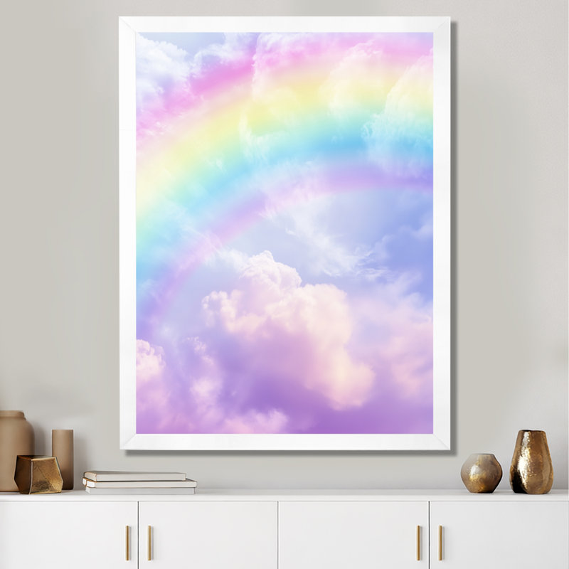 Pastelmulti Arc-en-ciel pastel doux - Tableau encadré, H 44 po x l 34 po, White Picture Framed