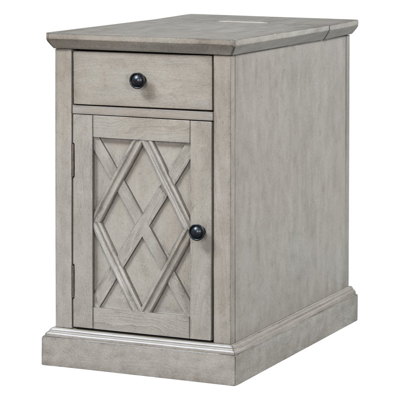 Table de bout de salon classique avec ports USB et rangement, Grey