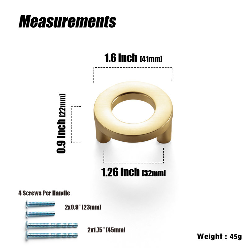 Circular Hollow Out Knob Multipack, Light Brushed Brass, 2.3"