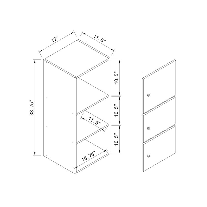 Three Door Storage Utility Cabinet Entryway Living Room Garage Hallway