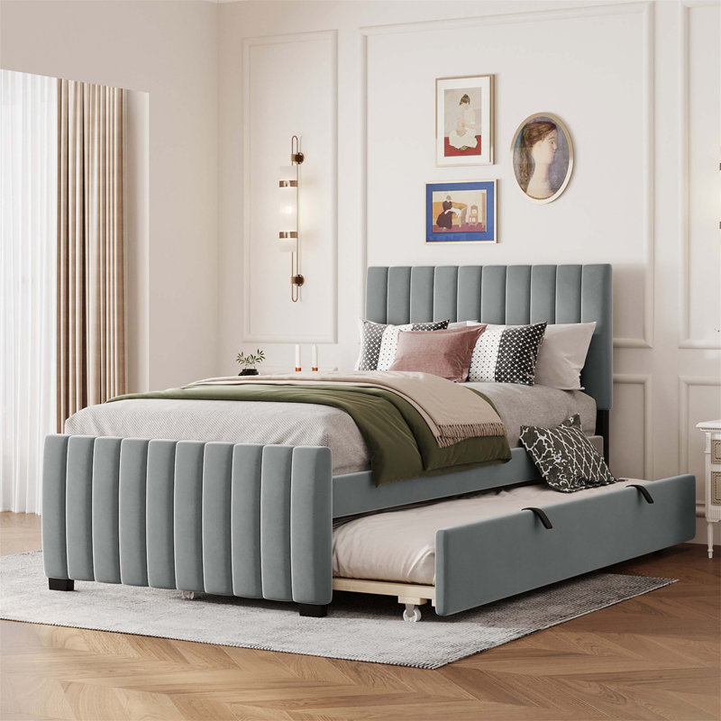 Lit plateforme tapissier Exquis, Gris