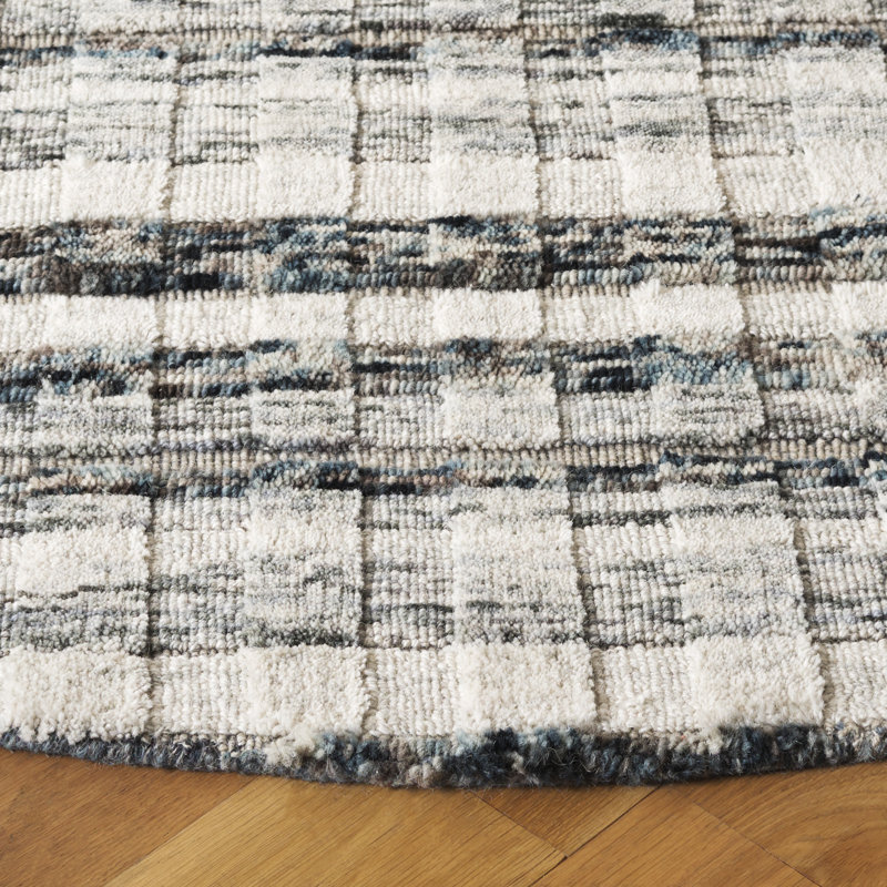 Tapis bleu marine / ivoire Element 501, Round 6'