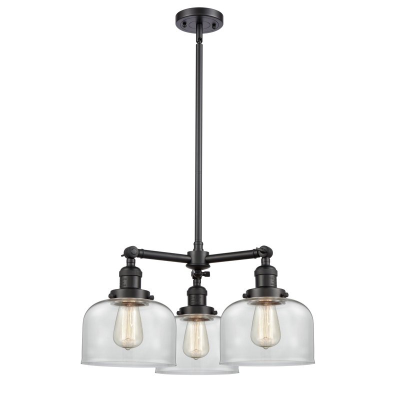 Lustre classique / traditionnel à 3 lumières Arakel, Transparent, Nickel poli, Ampoule non incluse