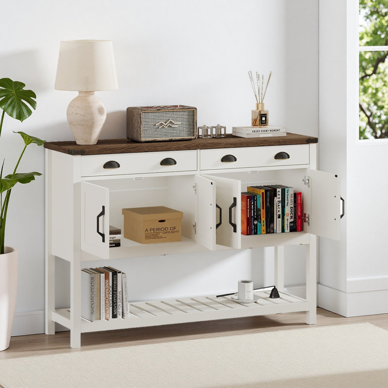 Armoire de rangement 47 po Modern Farmhouse, Blanc/Noir