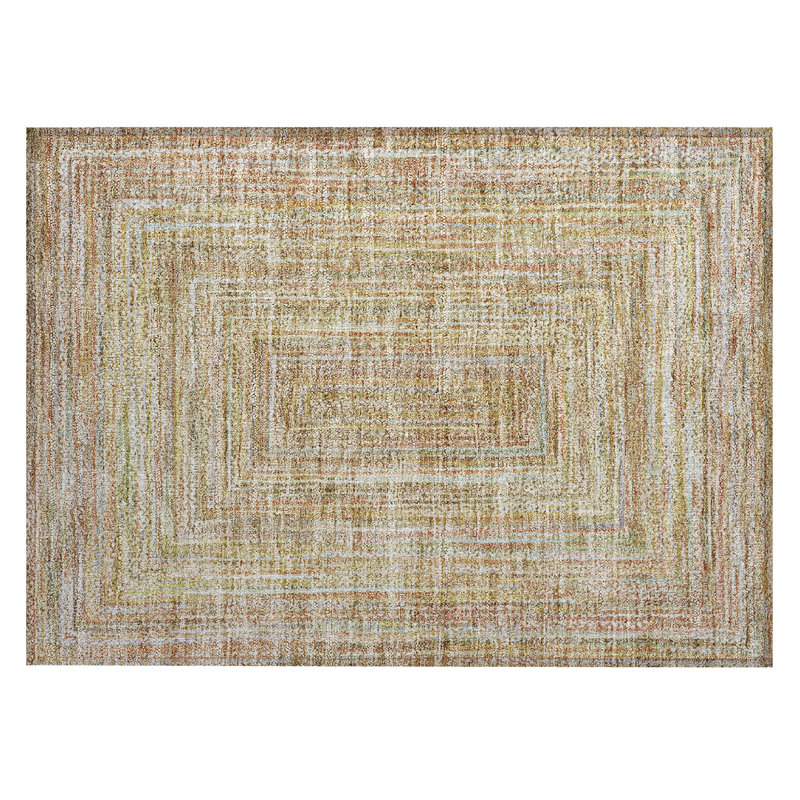 Machine Washable Indoor/Outdoor Xhevrie Tan Rug, Rectangle 1'8" x 2'6"