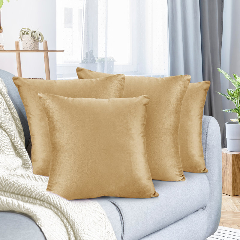 Housse de coussin en velours , H 20 po x l 20 po, Or