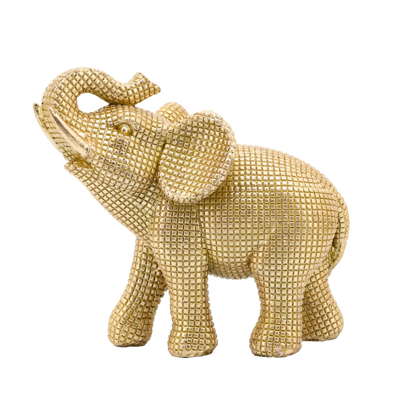 Modern Resin Polyresin Elephant Figurine with Intricate Detailing - Elegant Decorative Accent for Contemporary and Stylish Home Decor