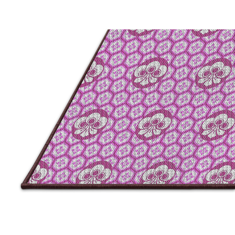 Tapis rose tissé à la machine, Rectangle 3 pi x 5 pi