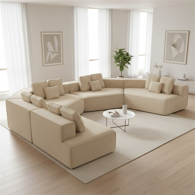 Le canapé modulaire compressible peut accueillir confortablement 3 à 5 personnes, ce qui en fait un choix idéal pour le salon.