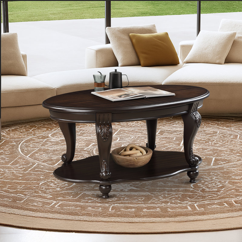 Mairie 42-inch Oval Wood Coffee Table, Espresso, Espresso