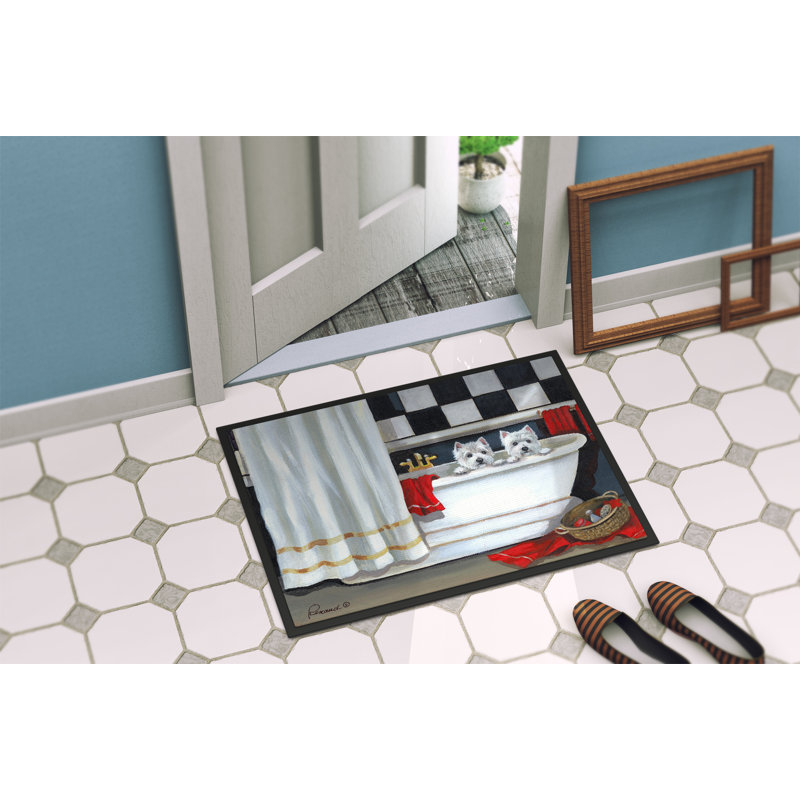 Non-Slip Doormat, Westie Pour Le Bain Bathtime