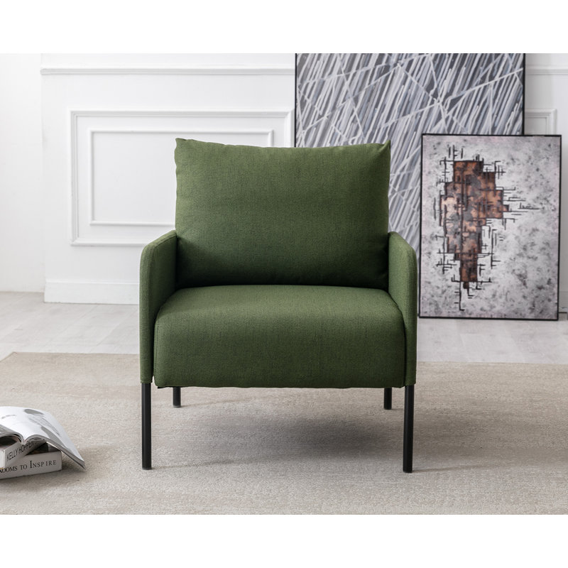 Evrard Upholstered Armchair, Green 100% Linen