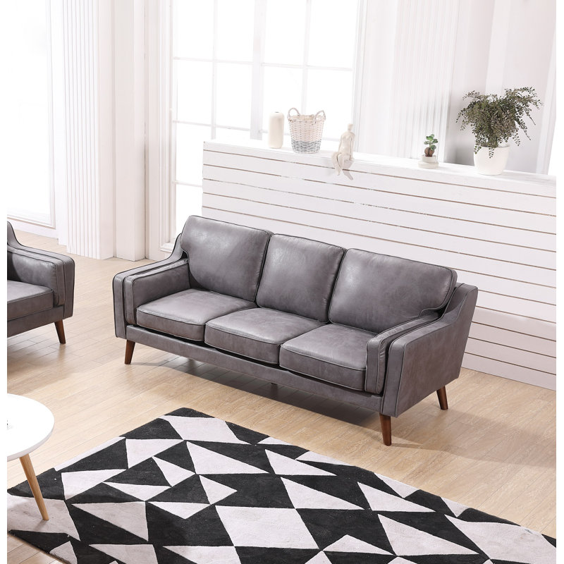 Canapé à accoudoirs carrés 80,7 po Dayshana, Faux cuir gris