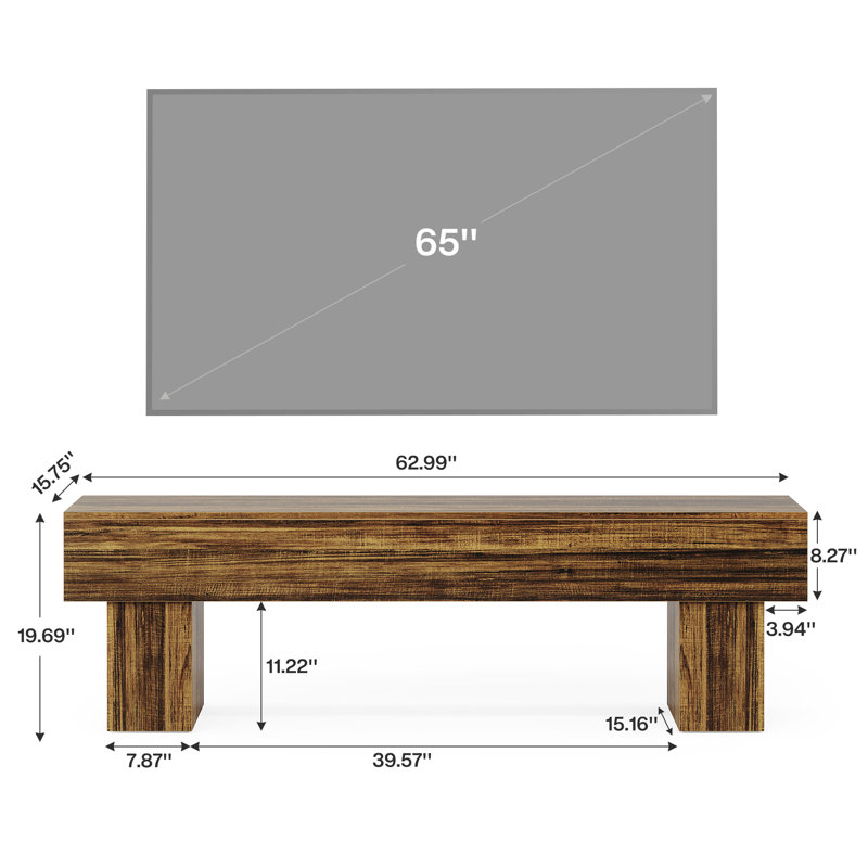 63" TV Stand, Farmhouse Entertainment Center, Rustic Brown