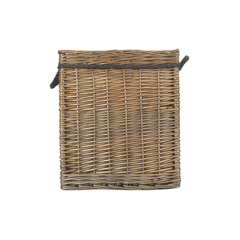 Wicker Storage Basket with Lining, Antique Wash, 45cm H x 40cm W x 40cm D