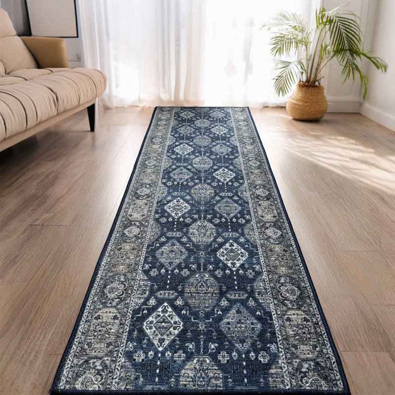 Tapis de couloir d'intérieur antibactérien bleu Mahal, Tapis de couloir 2 pi 8 po x 6 pi