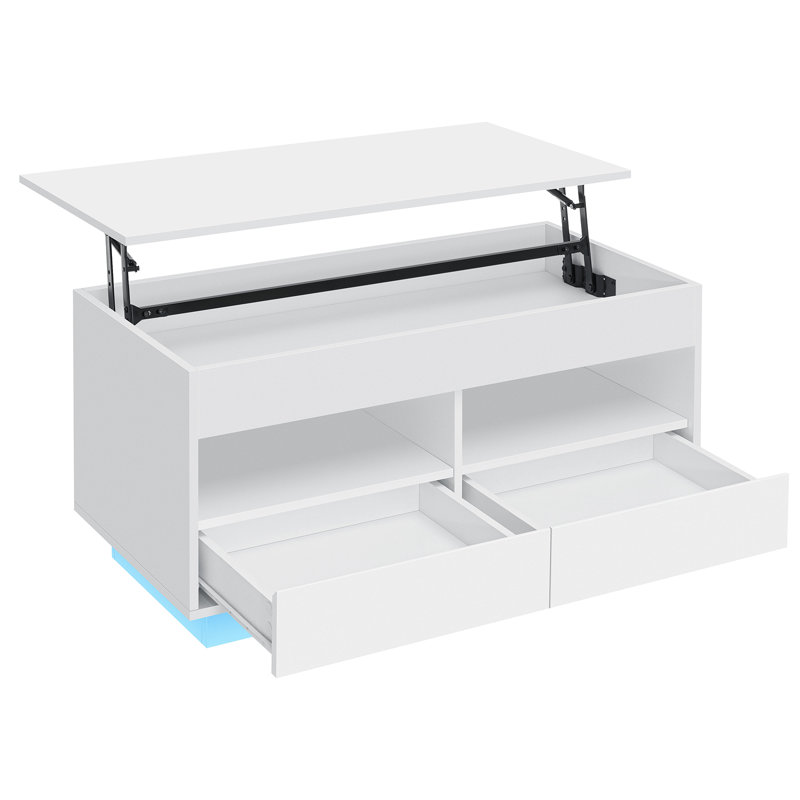Table basse à plateau relevable Ayotomi, Blanc