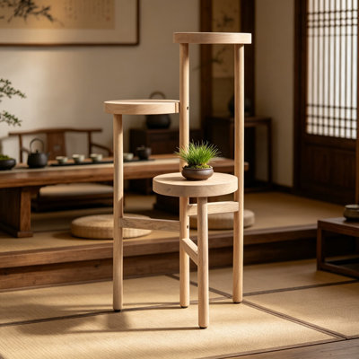 Support à plante autoportant moderne à trois niveaux, présentoir décoratif en bois de manguier pour plantes d'intérieur, plantes grasses et décoration intérieure